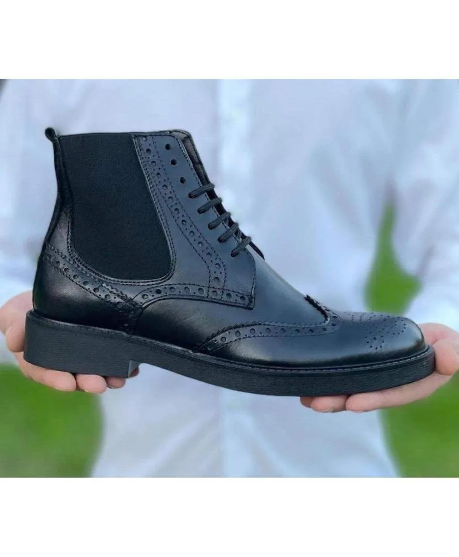 Anfibi uomo, neri - Vera pelle - Made in Italy