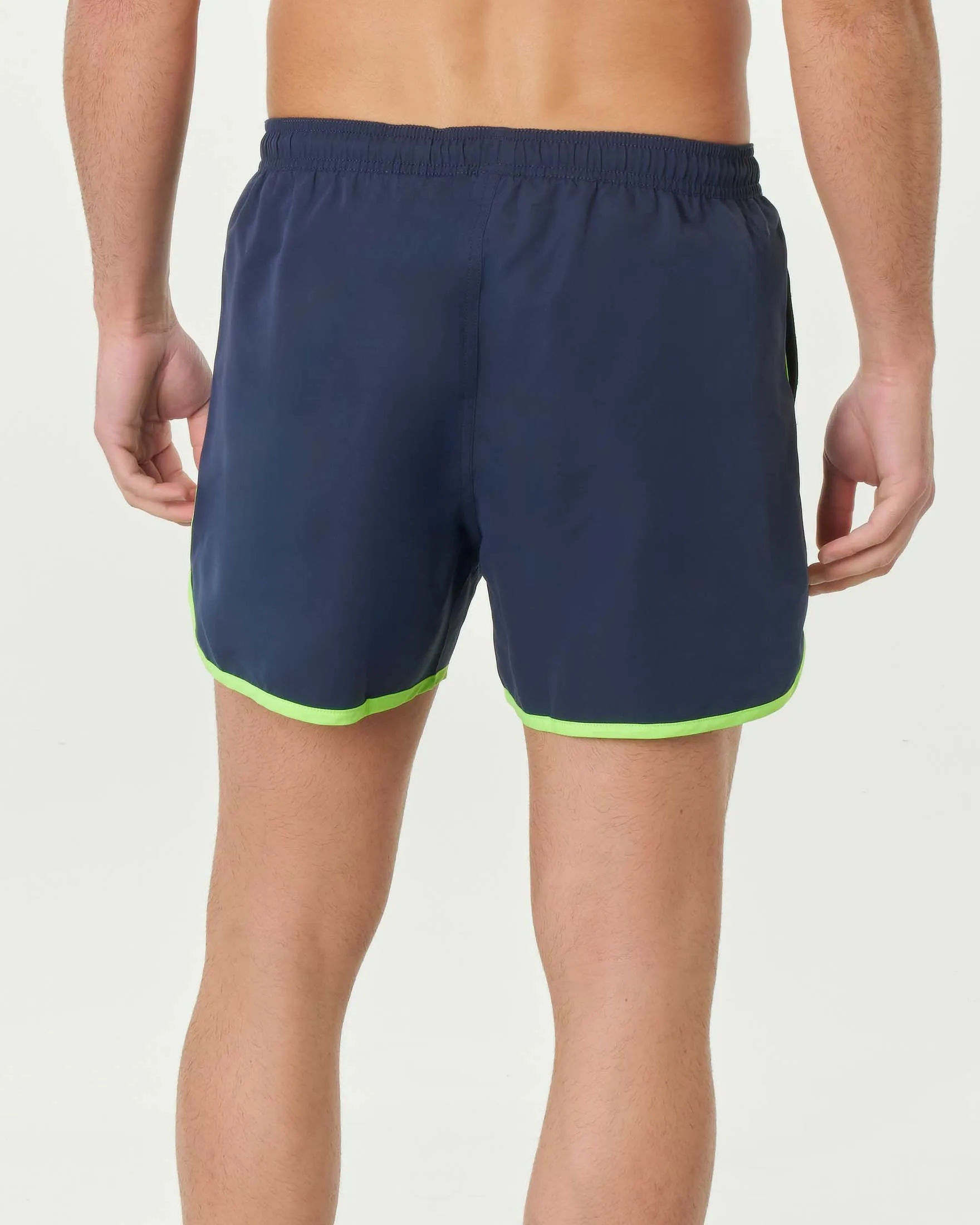 Blue Running Swim Trunks with Lime Accents