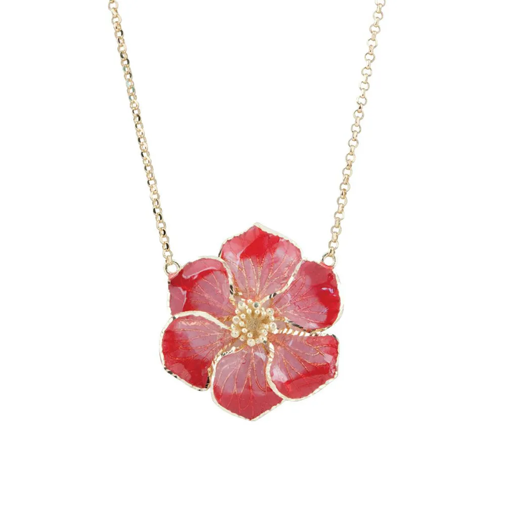Collana in Oro Giallo Fiore smaltato Rosa Spring Artlinea