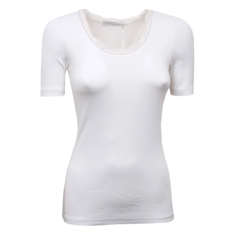 Fabiana Filippi White Embroidered T-Shirt Woman