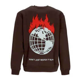 Dark Brown Napapijri Don't Just Watch It Burn Crew Fleece Men's Crewneck Sweatshirt