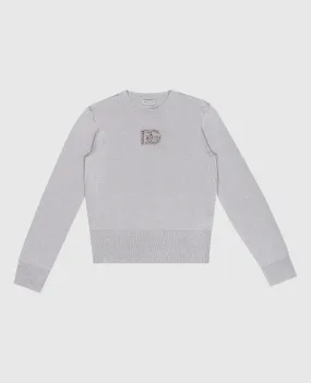 Dolce&Gabbana Maglia grigia da bambino con lurex e cristalli L5KWK2JFMJC810