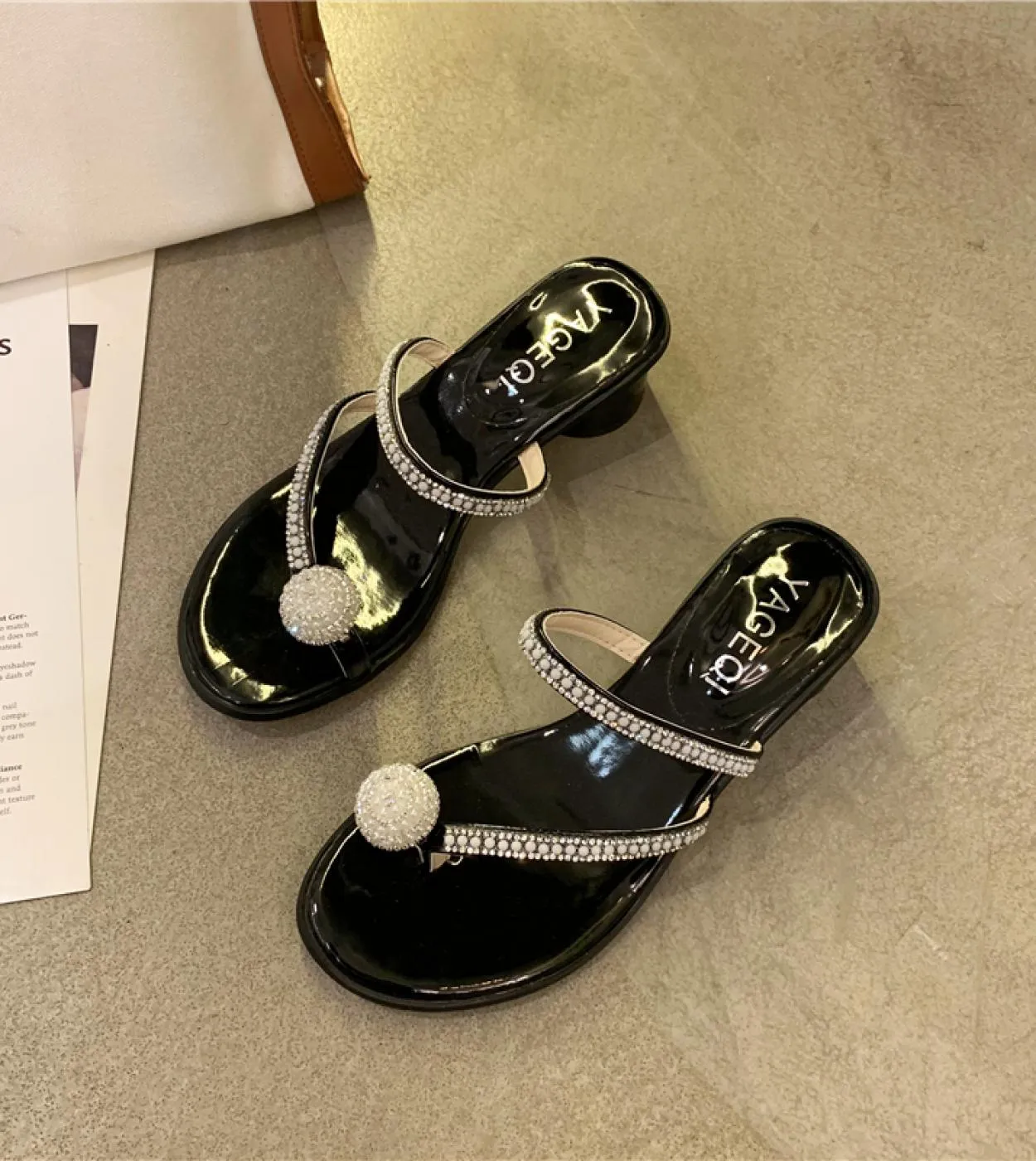 Comemore Women's Party Sandals 2022 High Heel Rhinestone Heels - Luxury Slip-On Flip Flops