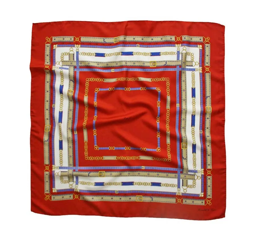Foulard Seta Catene E Cinture - Rosso