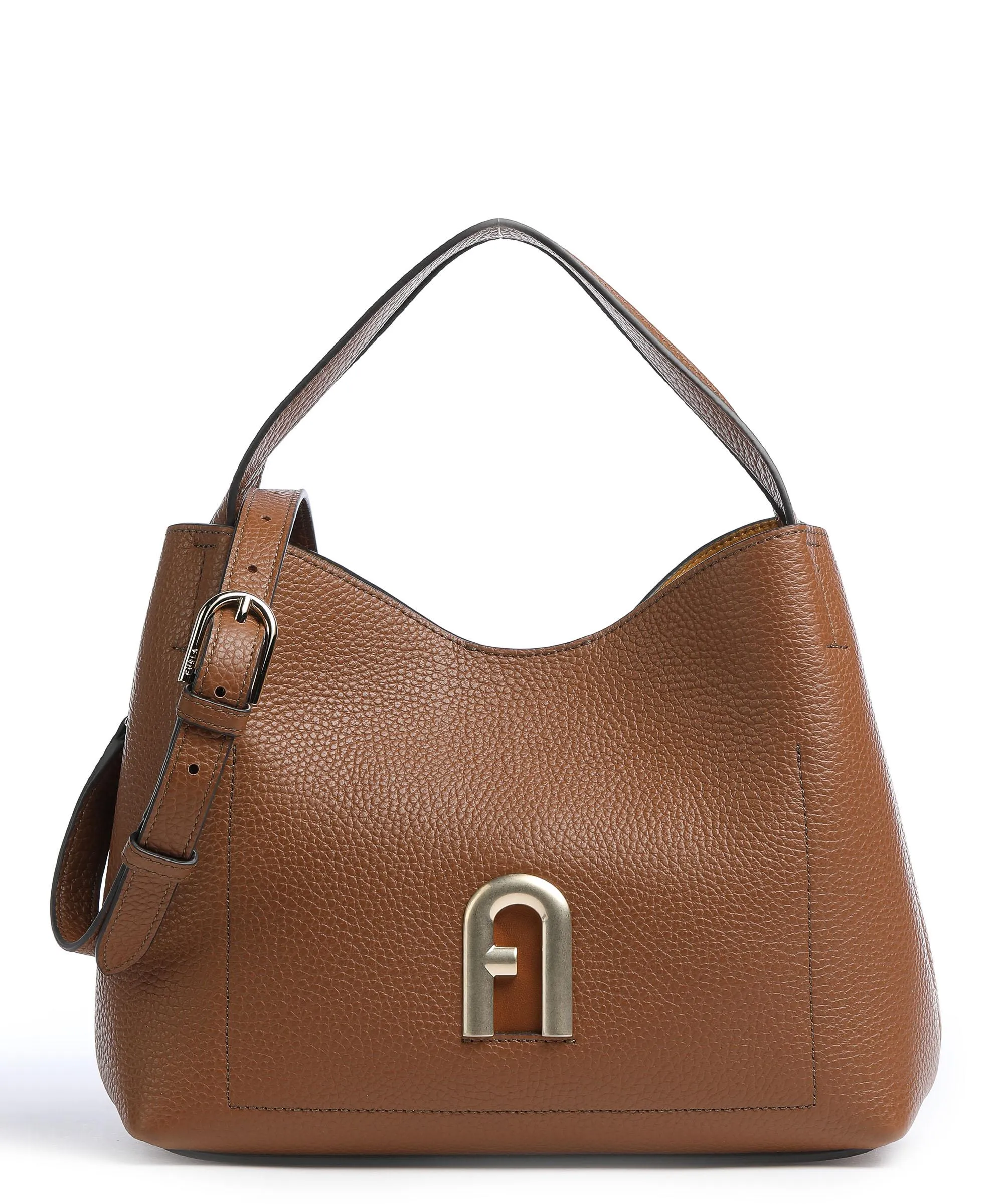  Furla Primula S Borsa hobo pelle granulata cognac  