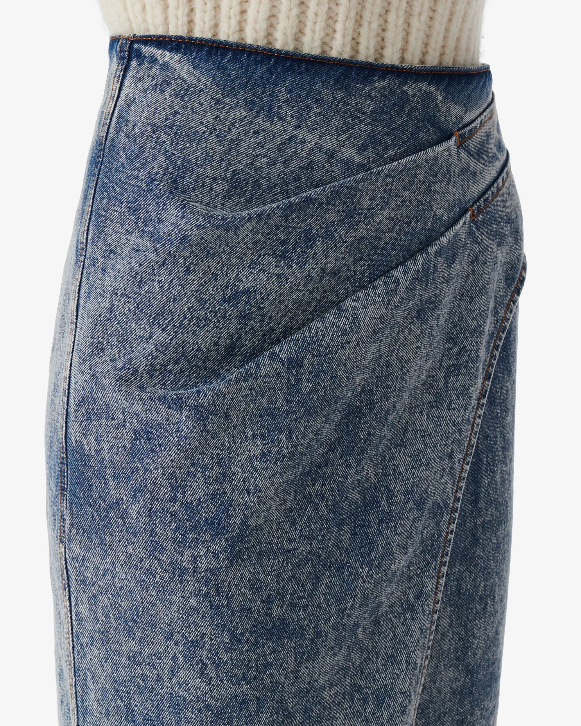 GONNA MIDI IN DENIM DÉLAVÉ ETANA