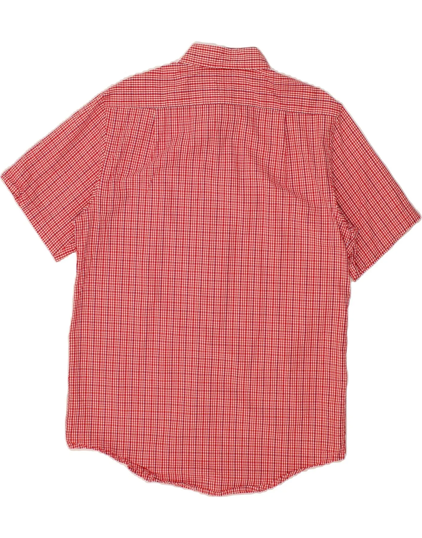 IZOD Mens Short Sleeve Shirt Medium Red Check Cotton