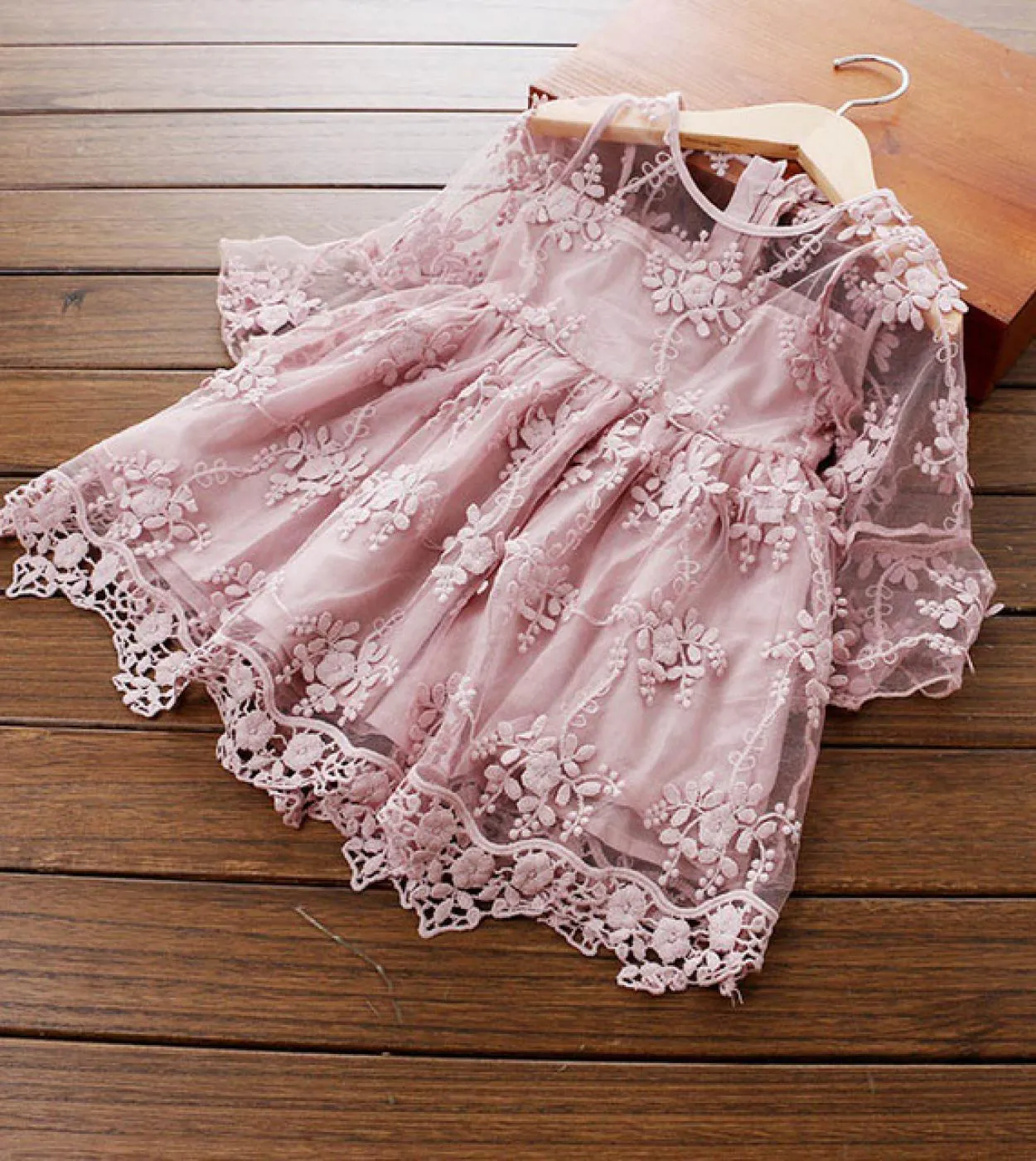 Abito estivo da ragazza in pizzo per bambini – Vestito da principessa per bambini – Abiti casual per feste