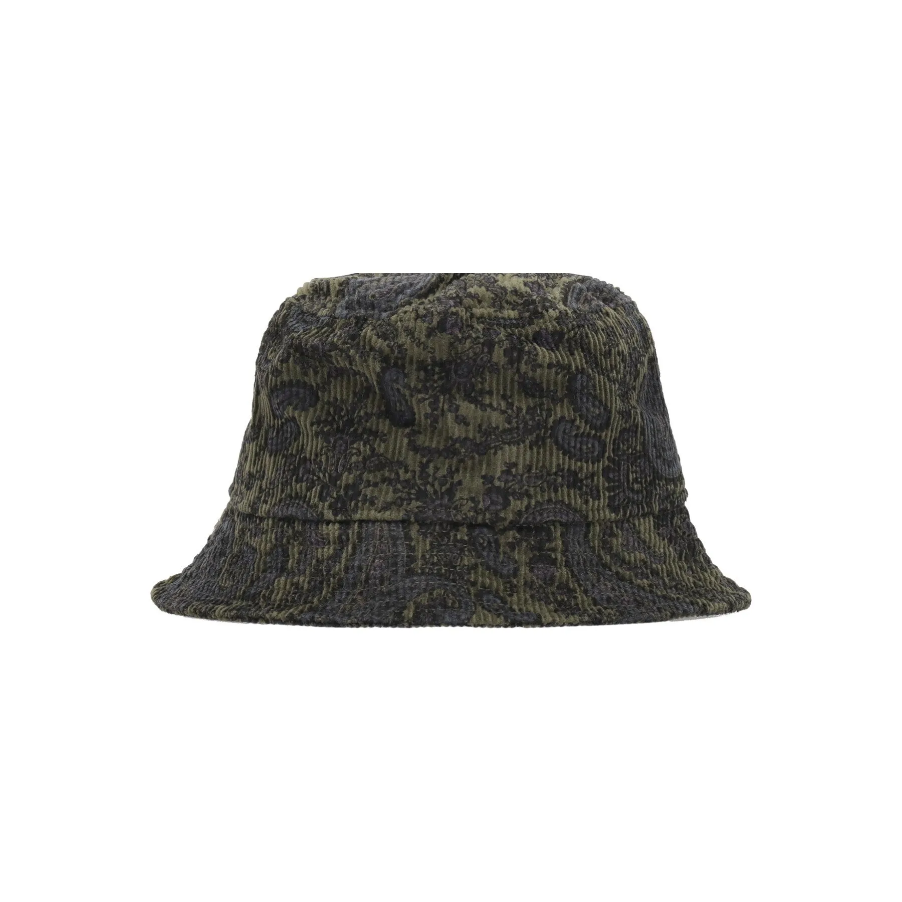 Men's Cord Bucket Hat with Paisley Print/Plant Design