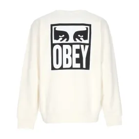 Men's Crew Neck Lightweight Sweatshirt with Eyes Icon 2 Premium French Terry in Unbleached