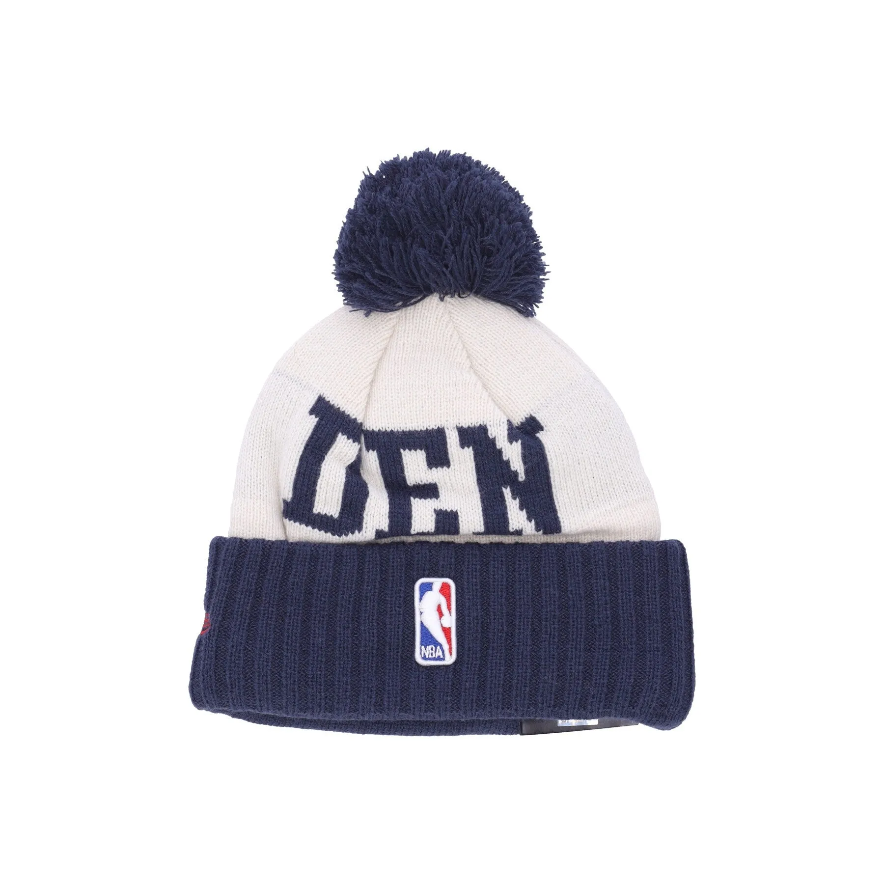 Men's NBA Draft Knit Pom Pom Hat Denver Nuggets Chrome White/Original Team Colors