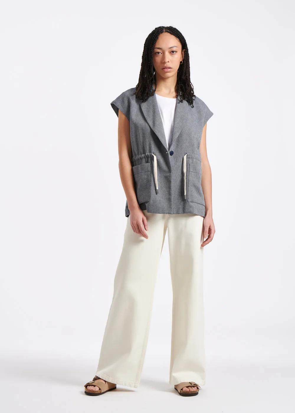 Navy Herringbone Jacket