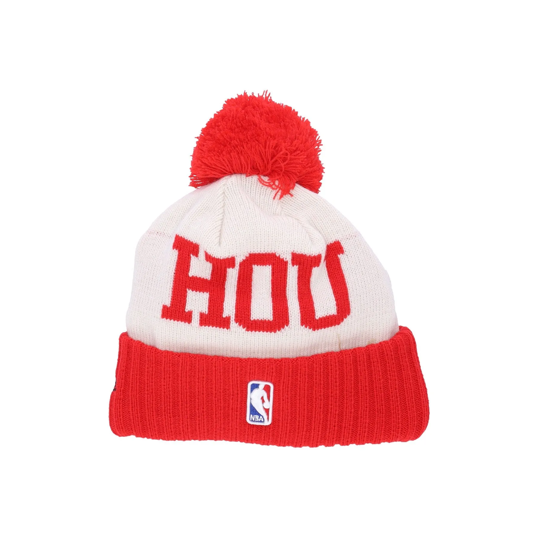NBA Draft Knit Pom Pom Hat for Men - Houston Rockets Chrome White and Team Colors