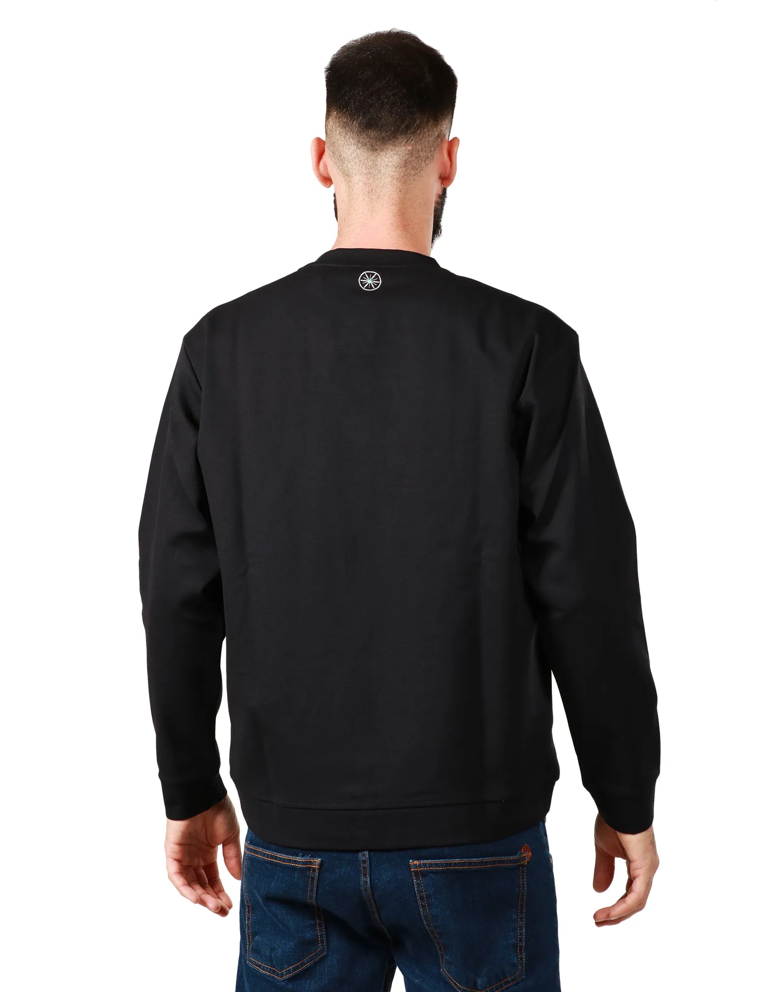 Officina 36 Black Crewneck Sweatshirt with Side Logo Print