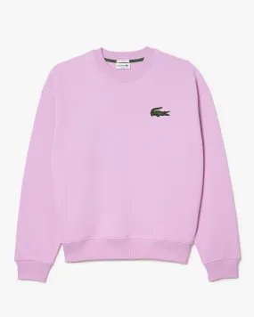 Oversized pink crewneck sweatshirt with maxi crocodile logo