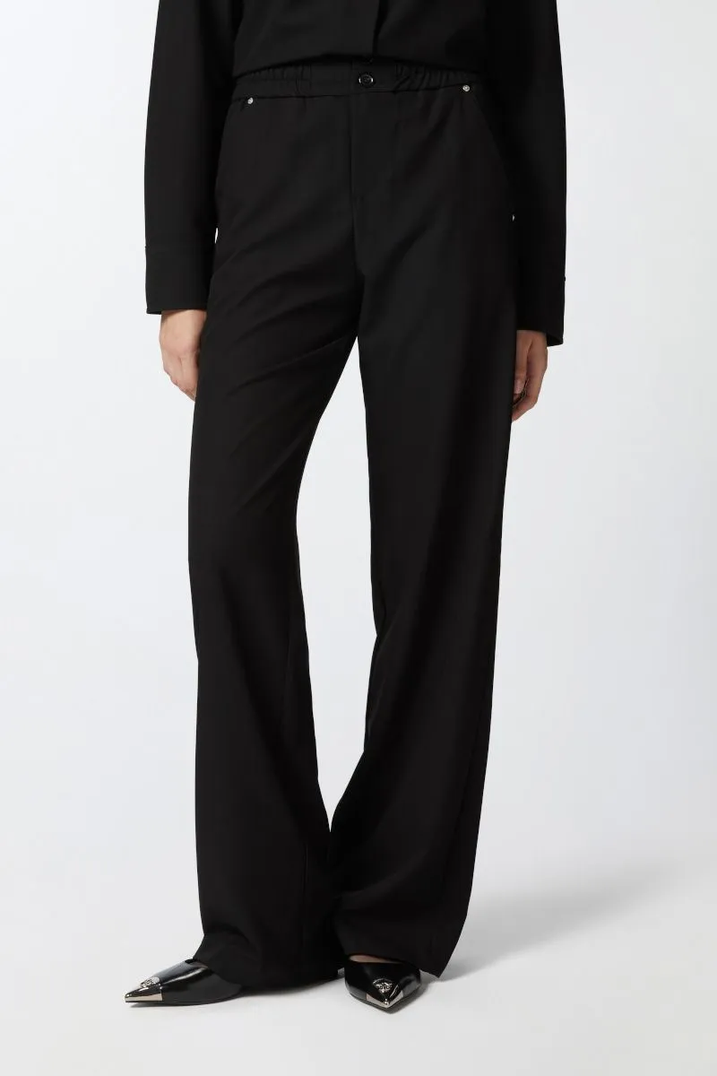 Pantaloni in crêpe con arriccio in vita donna Nero