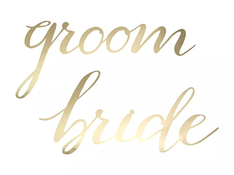 Segni per sedie Groom Bride Gold Metallic