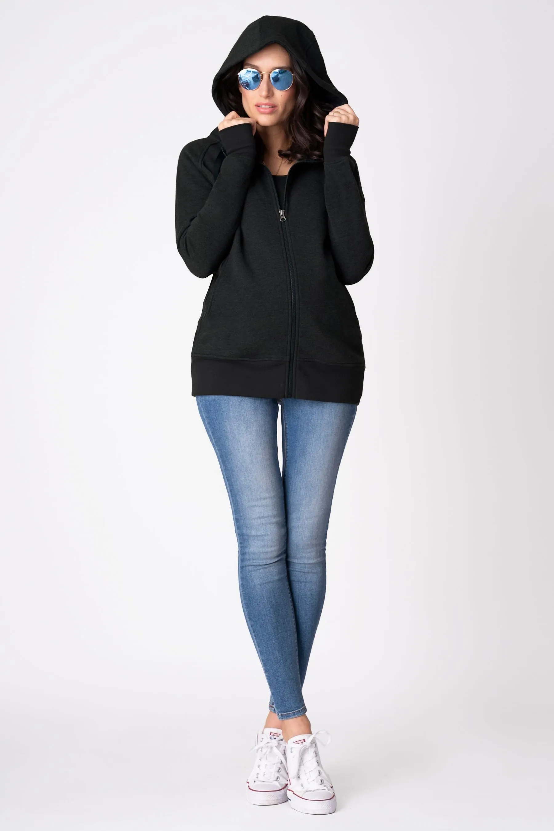 Seraphine Black - Maternity 3 in 1 Cotton Blend Hoodie