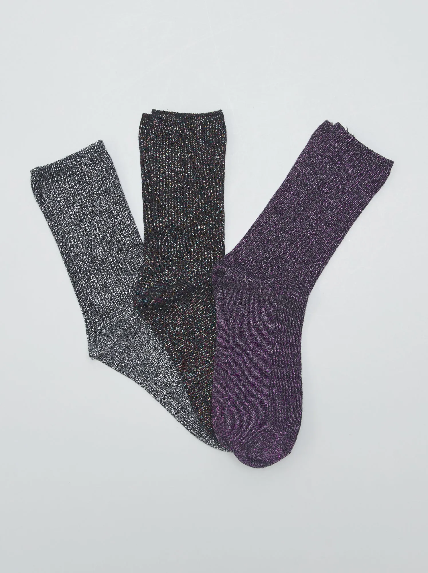 Set di 3 paia di calzini con paillettes - nero
