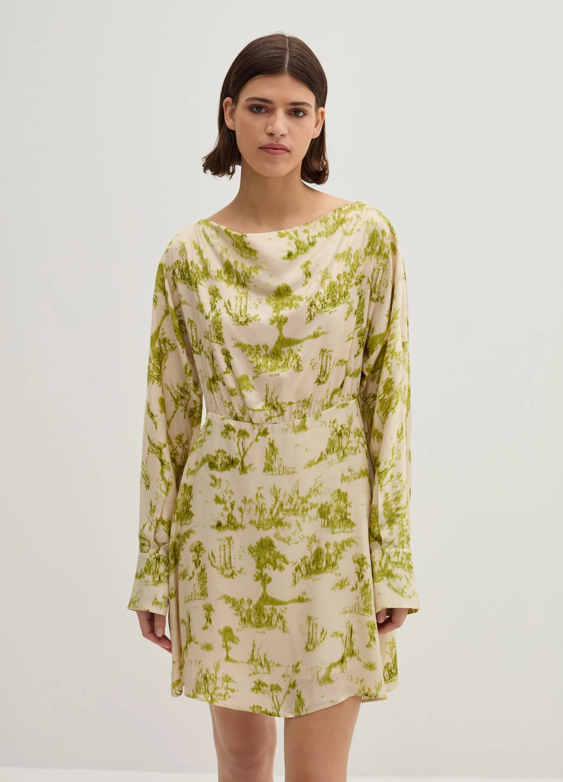 Short Satin Printed Dress