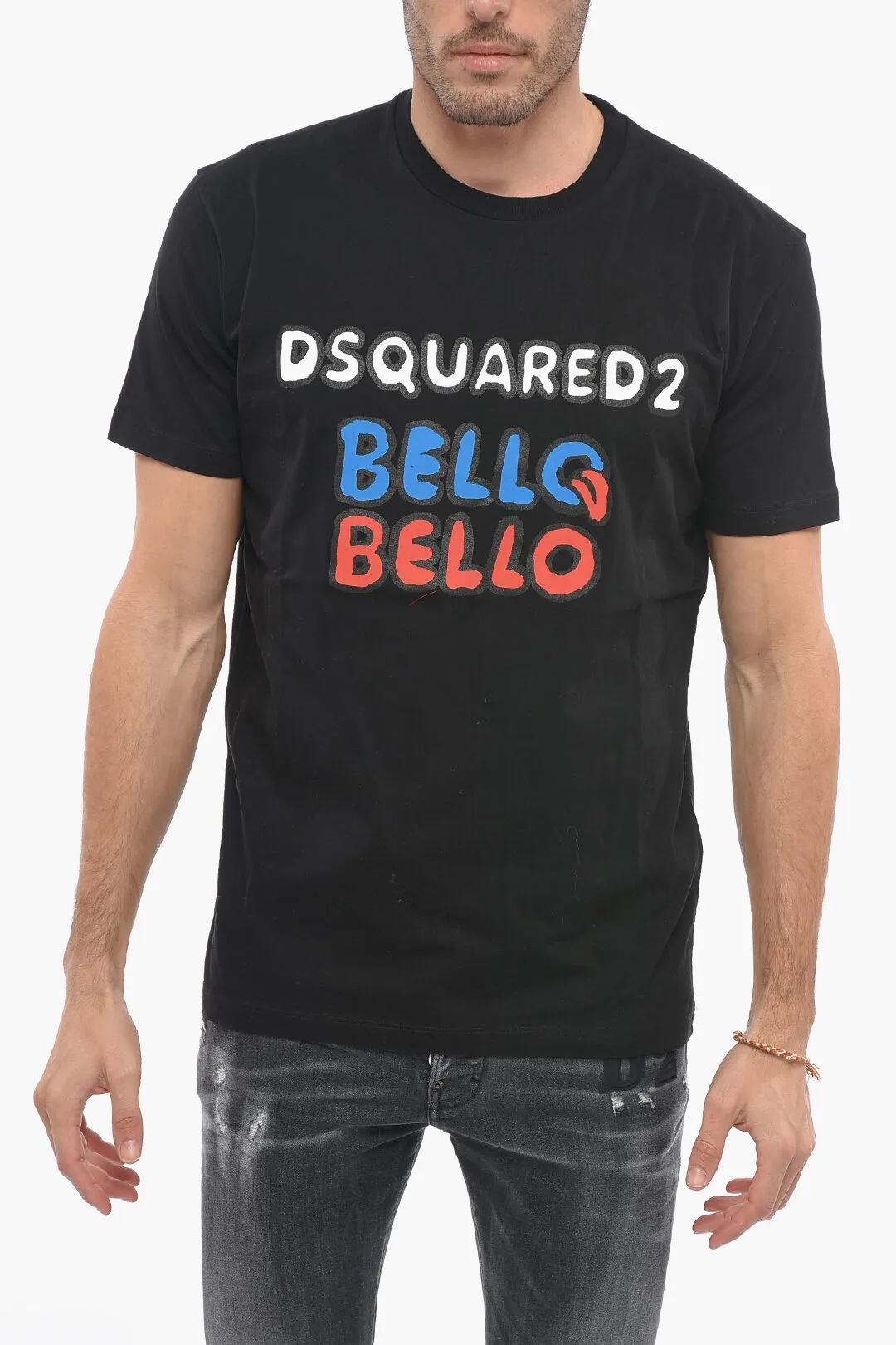 T-Shirt Girocollo BELLO BELLO with Paint Print
