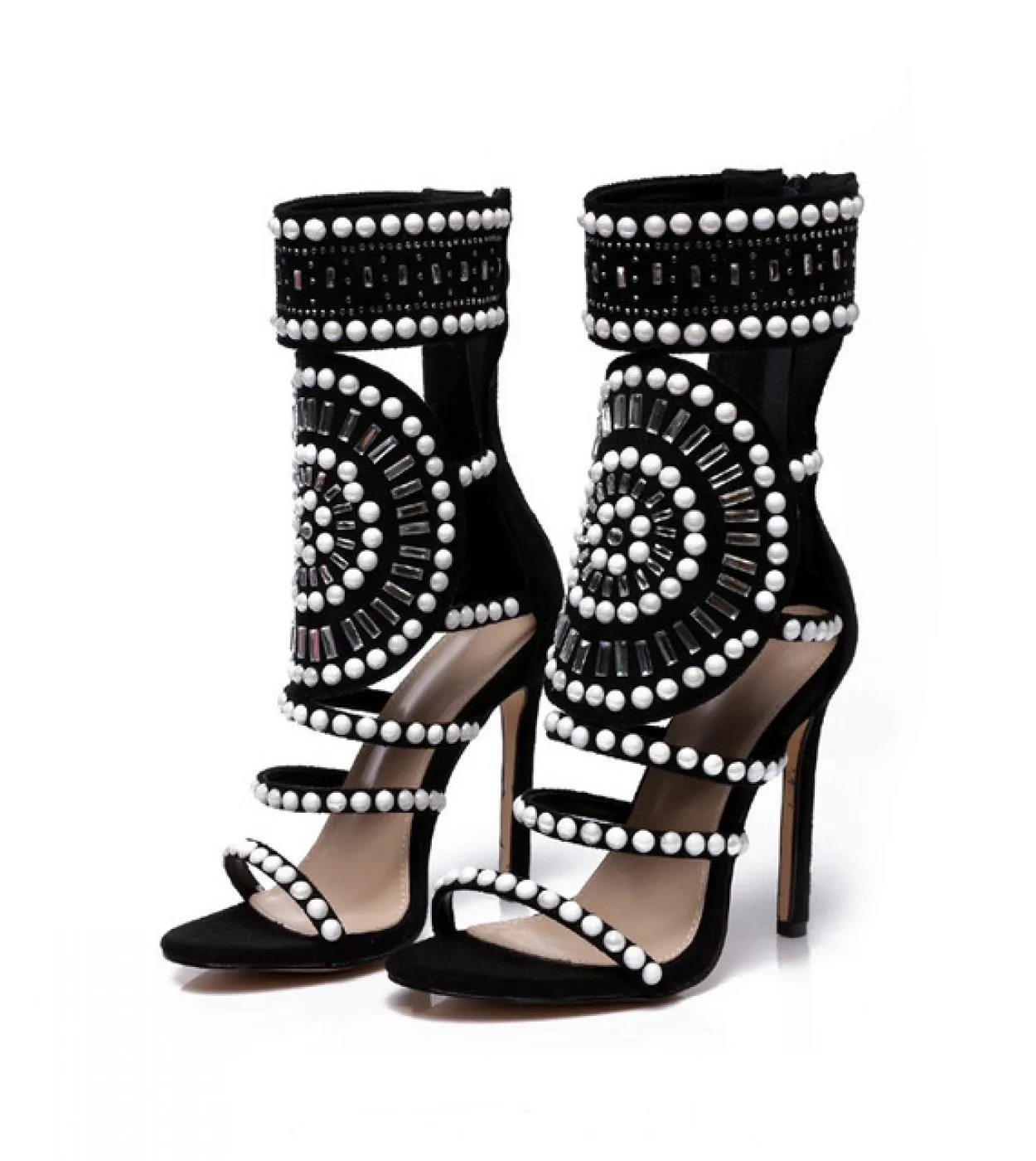 High Heel Strap Sandals Snakeskin Women's Shoes