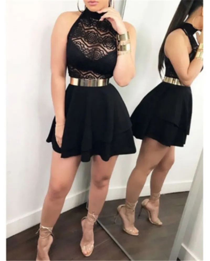 Summer Women's Dress Spaghetti Strap High Waist A-Line Sweet Girls Ruffles Pleated Backless F
