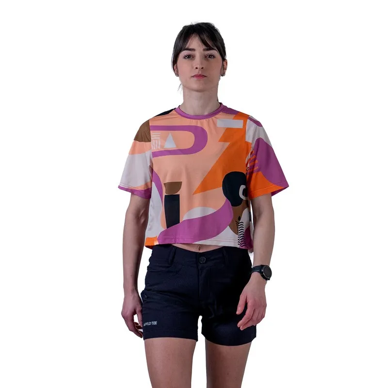Women's Cropped Road Abstract T-Shirt